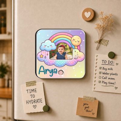 Personalized Baby Photo Musical Fridge Magnet with Favorite Song Baby Memory Gift for Newborn, Baby Shower, Naming Ceremony, First Birthday